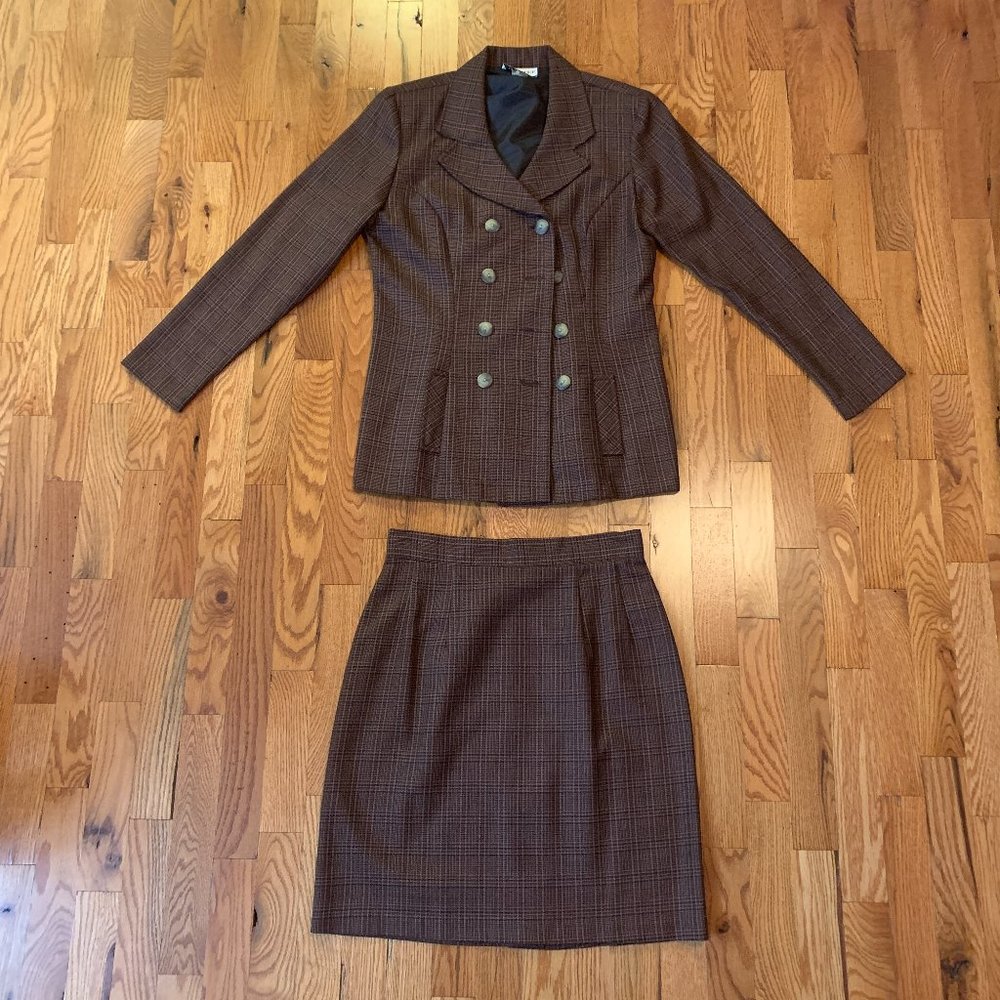 Alyn Paige Brown Plaid Suit / Skirt Combo 9/10